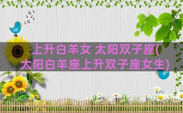 上升白羊女 太阳双子座(太阳白羊座上升双子座女生)